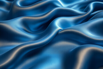 Fototapeta premium Elegant blue silk drapes softly under gentle light in a captivating display of texture and sheen. Generative AI