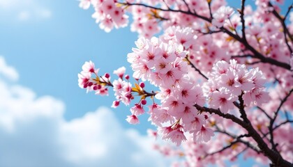 Cherry Blossom Branches Against a Bright Blue Sky: A Stunning Spring Display
