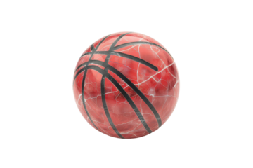 Artistic red marble basketball showcases vibrant design and unique texture suitable for decor or sports enthusiasts