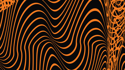 Obraz premium Black and orange angular stripes wave abstract background for backdrop or fabric style