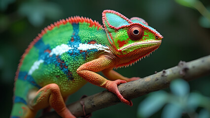 Obraz premium Colorful chameleon in vibrant high resolution 8K Quality