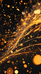 Naklejka premium A mesmerizing display of shimmering golden particles swirling in the dark, creating a sense of magic and wonder.