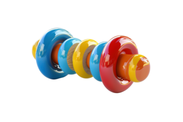 Colorful wooden stacking toy designed for toddlers, encouraging motor skills development during playtime
