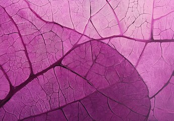 Close-up View of Intricate Textured Leaf Patterns in Shades of Pink and Purple Showcasing Nature's Beauty and Elegance in a Colorful, Artistic Composition
