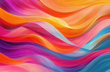 Obraz premium Colorful Abstract Waves of Smooth Textures in Vibrant Hues of Orange, Pink, Blue and Yellow for Inspiring Backgrounds and Artistic Designs