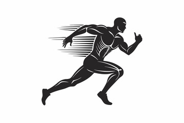 Silhouette Design of a Front View Male Athlete Runner in Motion with Dynamic and Bold Details