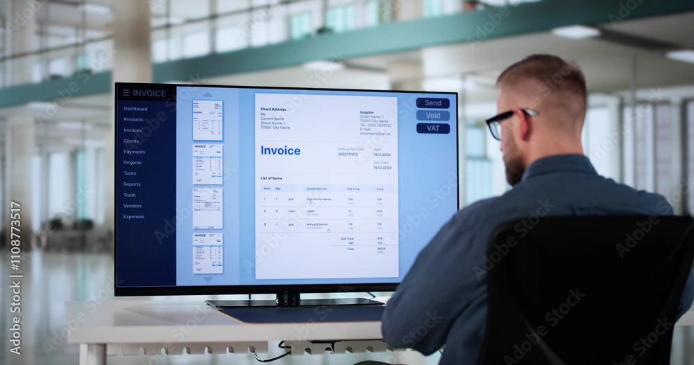 Poster digital invoice statement for e-bill