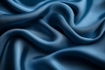 Fototapeta premium Lush fabric gracefully draped, showcasing deep blue elegance and texture. Generative AI
