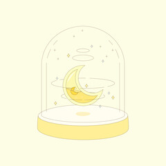 yellow moon glass cloche