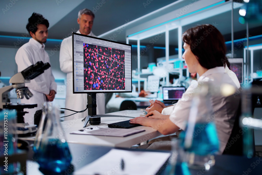 Poster Research Lab Scientist Using Computer
