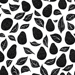 Black and white avocado pattern.