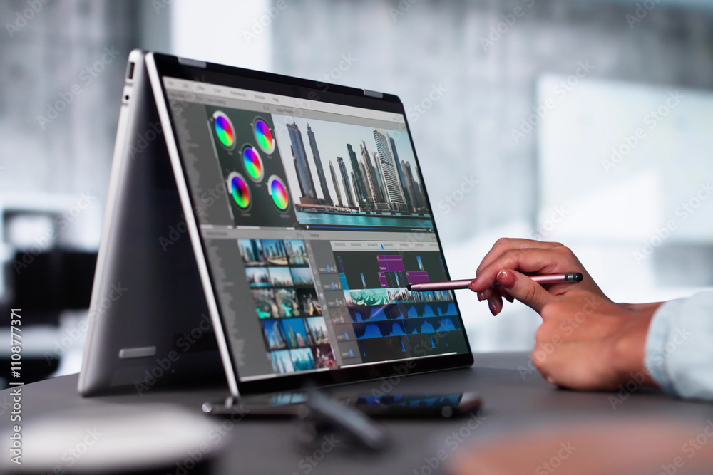 Poster Video Editor Or Designer Using Editing Software Tech