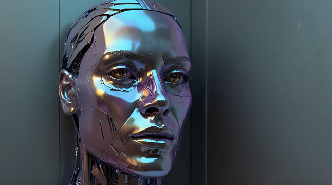 portrait of a robotic face. Genrative.ai 