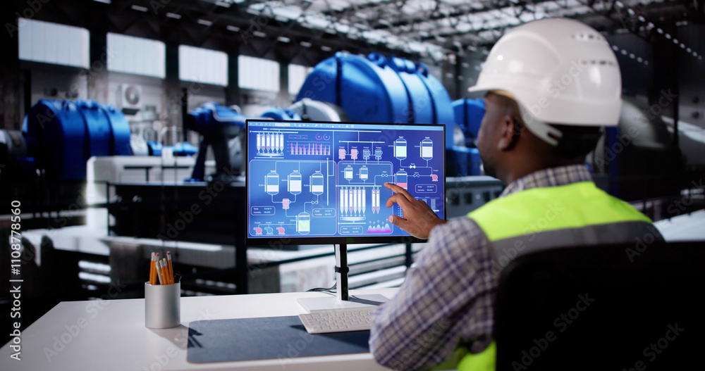 Poster power plant worker using scada system