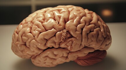 Close-up of human brain showing plaques. Understanding the complexities of neurological conditions through detailed anatomical study.