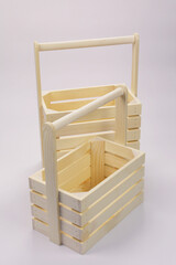 Wooden box or box for packing New Year's gifts, packaging for Christmas or birthday gift, made of wood and plywood
