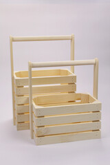 Wooden box or box for packing New Year's gifts, packaging for Christmas or birthday gift, made of wood and plywood