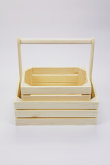 Wooden box or box for packing New Year's gifts, packaging for Christmas or birthday gift, made of wood and plywood