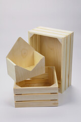 A gift box made of wood for packaging or a box made of plywood made of natural material