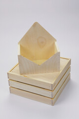 A gift box made of wood for packaging or a box made of plywood made of natural material