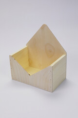 Wooden box or box for packing New Year's gifts, packaging for Christmas or birthday gift, made of wood and plywood