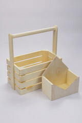 Wooden box or box for packing New Year's gifts, packaging for Christmas or birthday gift, made of wood and plywood