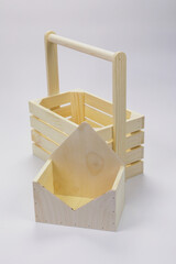 A gift box made of wood for packaging or a box made of plywood made of natural material