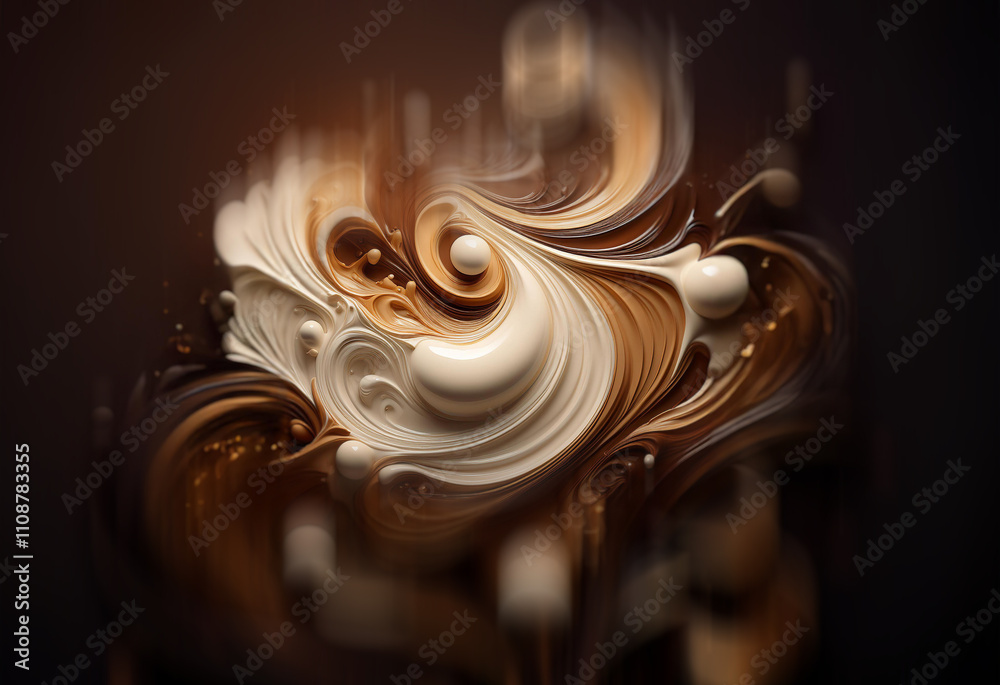 Aufkleber abstract swirling forms in creamy beige and dark brown hues create a dynamic, almost sculptural comp