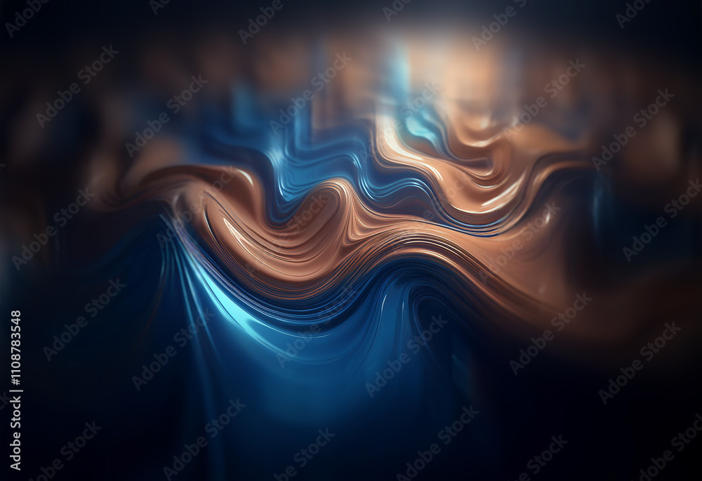 Aufkleber abstract swirling metallic forms in blue and bronze hues. the dark background emphasizes the light r