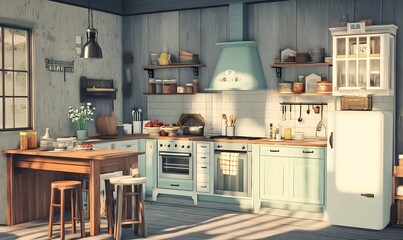 A Scandinavian kitchen bathed in daylight features clean lines and a minimalist design emphasizing functionality and style