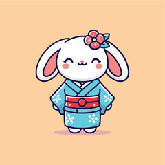 The Kawaii Bunny: A Cartoon Rabbit in Traditional Kimono