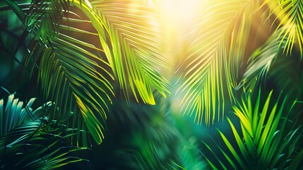 Obraz premium Lush Green Palm Leaves Basking In Sunlight