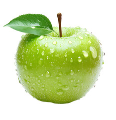 green apple with water drops