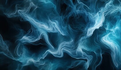 Fototapeta premium Ethereal Blue Smoke on Black Background Creating a Mystical and Dreamlike Atmosphere with Flowing Patterns and Vibrant Swirls Ideal for Abstract Art and Design Projects