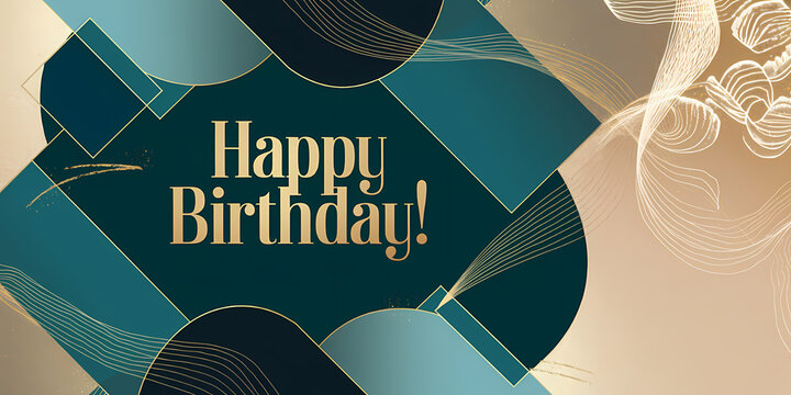 Elegant abstract birthday card with golden accents