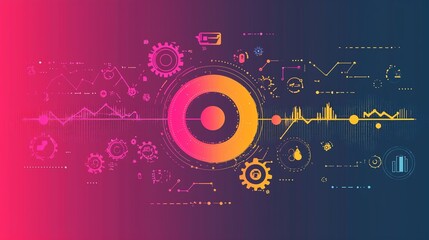 Obraz premium A minimalist illustration of a circular business process. Wallpaper.