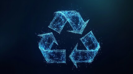 Obraz premium Abstract Two Arrows Go Around on a Dark Blue Background. Digital Rotation Concept