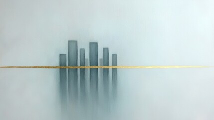 Obraz premium Serene Cityscape Abstract Gold Line Minimalist Painting