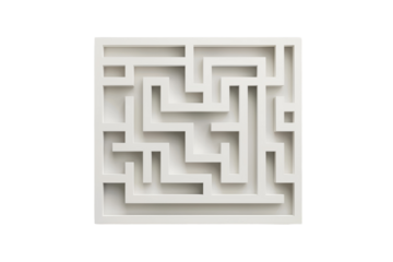 Intricate white maze design presents a complex challenge for puzzle enthusiasts in a contemporary setting