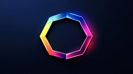 Colorful glowing hexagon frame.