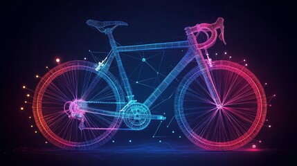 Fototapeta premium Abstract Vector Image of Bike. Bicycle Low Poly Wireframe