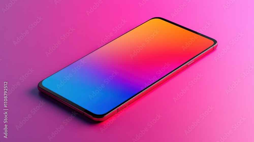 Poster modern smartphone displaying vibrant gradient colors