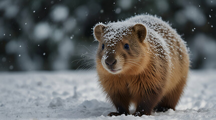 Obraz premium squirrel in snow. Genrative.ai 