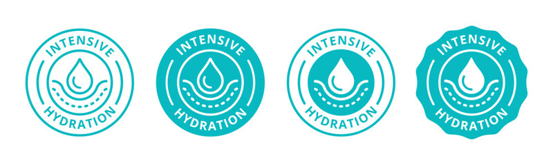 Hydration logo vector badge label. Intensive hydration skin care for packaging design element