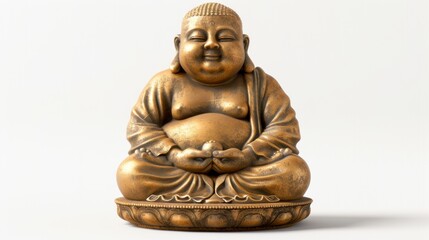 Obraz premium Gold Buddha figurine, isolate on white background, symbolizing peace and prosperity,