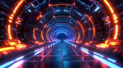 Neon Tunnel: A Futuristic Digital Corridor
