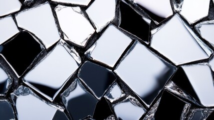 Reflections and facets of a broken mirror tiles creating an abstract design inspired by modern art