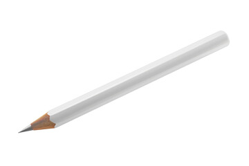 Simple white pencil lying horizontally on a flat surface with a sharpened tip, ready for writing or drawing