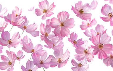 Obraz premium Delicate Pink Flowers on a Dark Background Isolated on transparent background