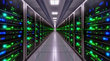 Naklejka premium Data Center Servers Network Technology IT Infrastructure High Tech Computing Digital